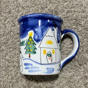 Vintage 90’s Rare Starbucks Winter Holiday Mug/Hand Painted Christmas Mug